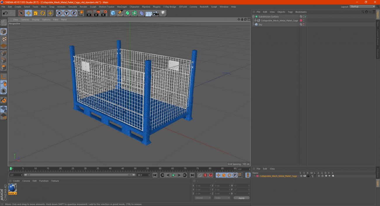 Collapsible Mesh Metal Pallet Cage 3D model