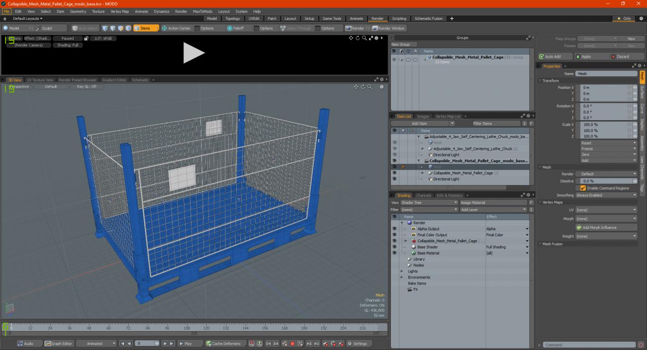 Collapsible Mesh Metal Pallet Cage 3D model