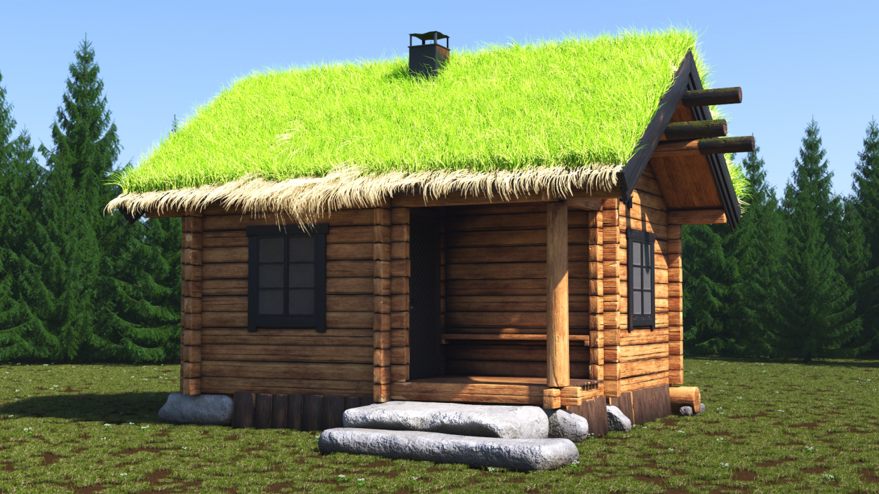 Wooden Hunting Lodge Fur 3D model