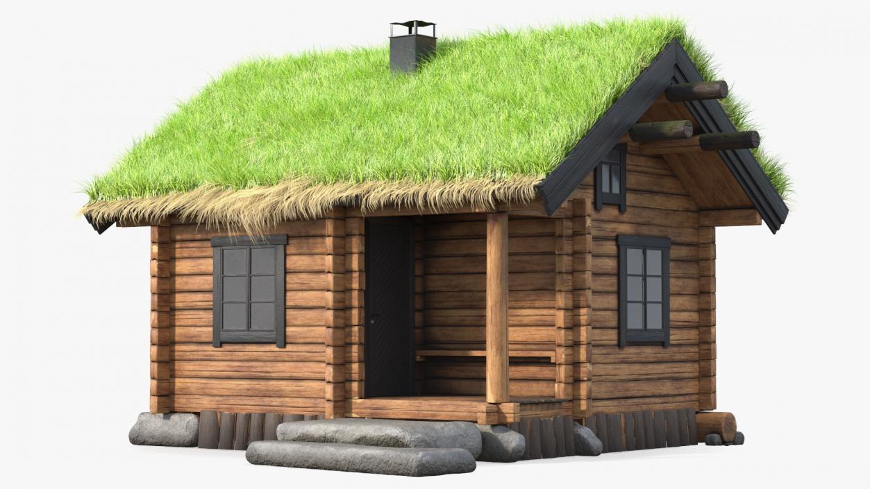 Wooden Hunting Lodge Fur 3D model