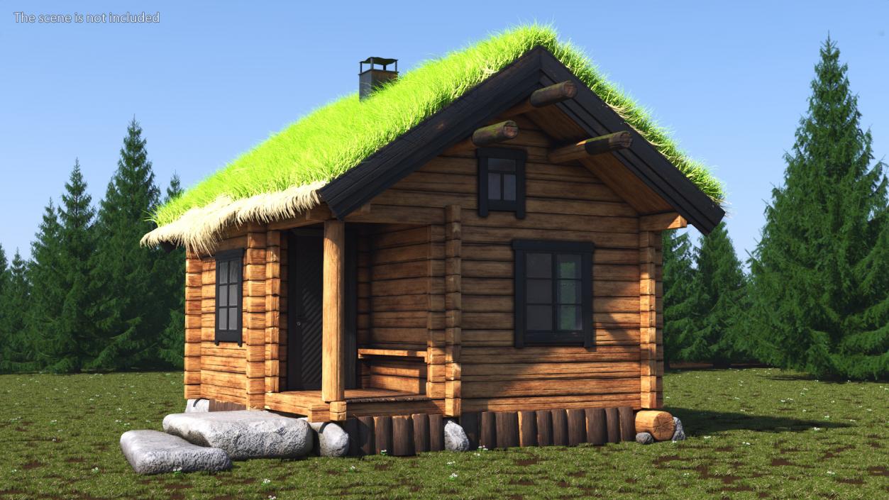 Wooden Hunting Lodge Fur 3D model