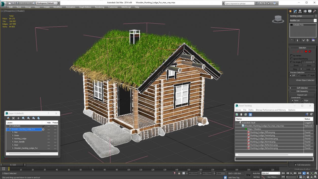 Wooden Hunting Lodge Fur 3D model