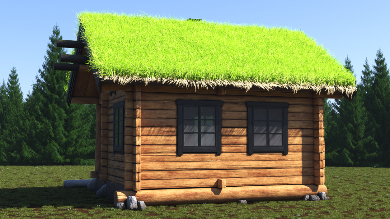 Wooden Hunting Lodge Fur 3D model