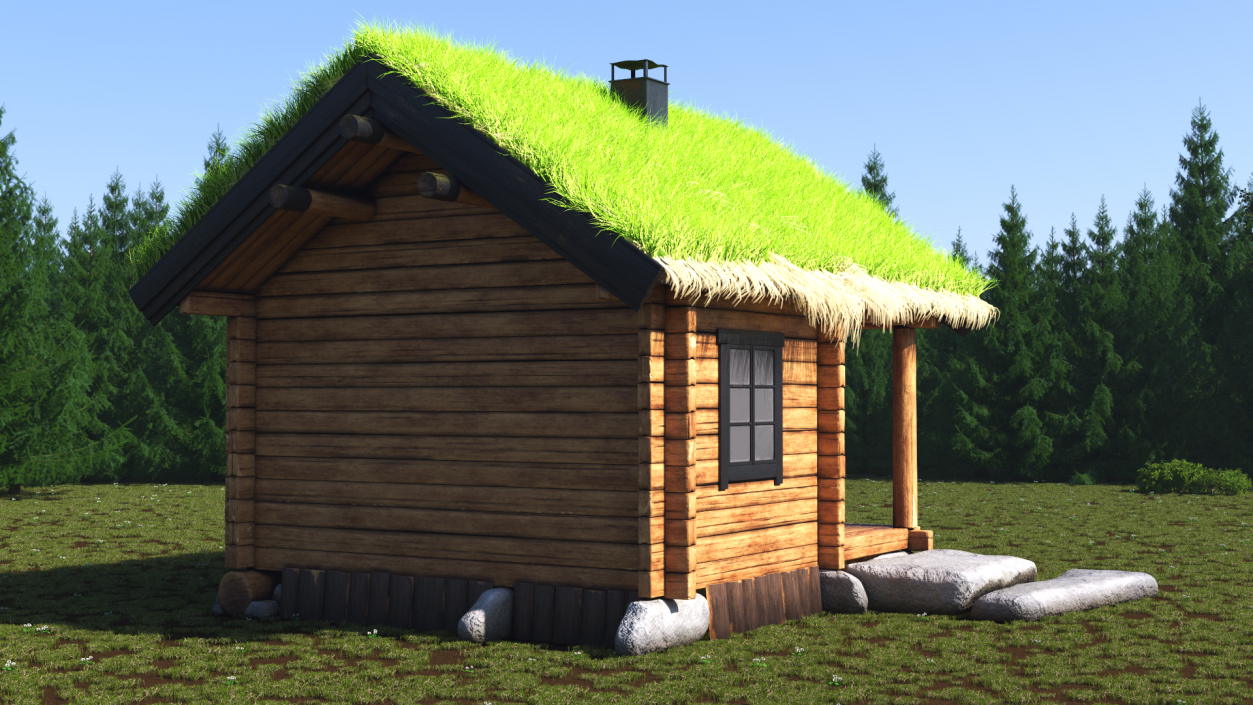 Wooden Hunting Lodge Fur 3D model