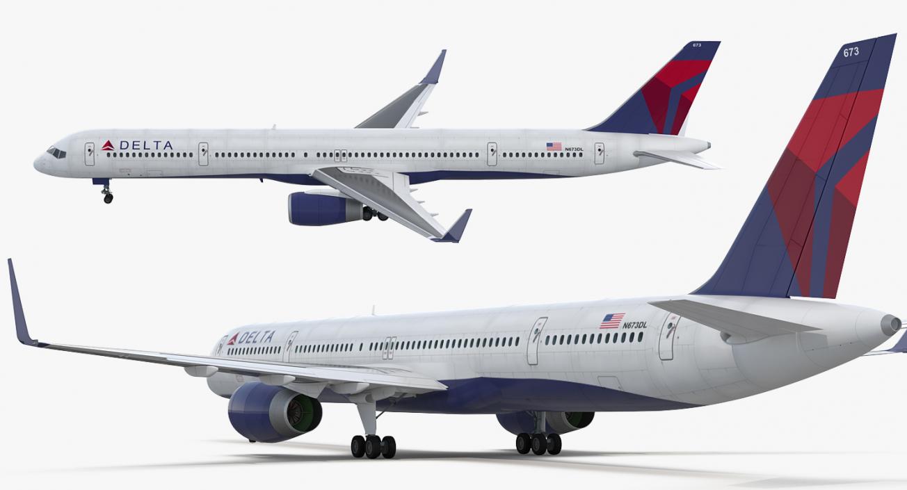 3D Boeing 757-300 Delta with Cabin