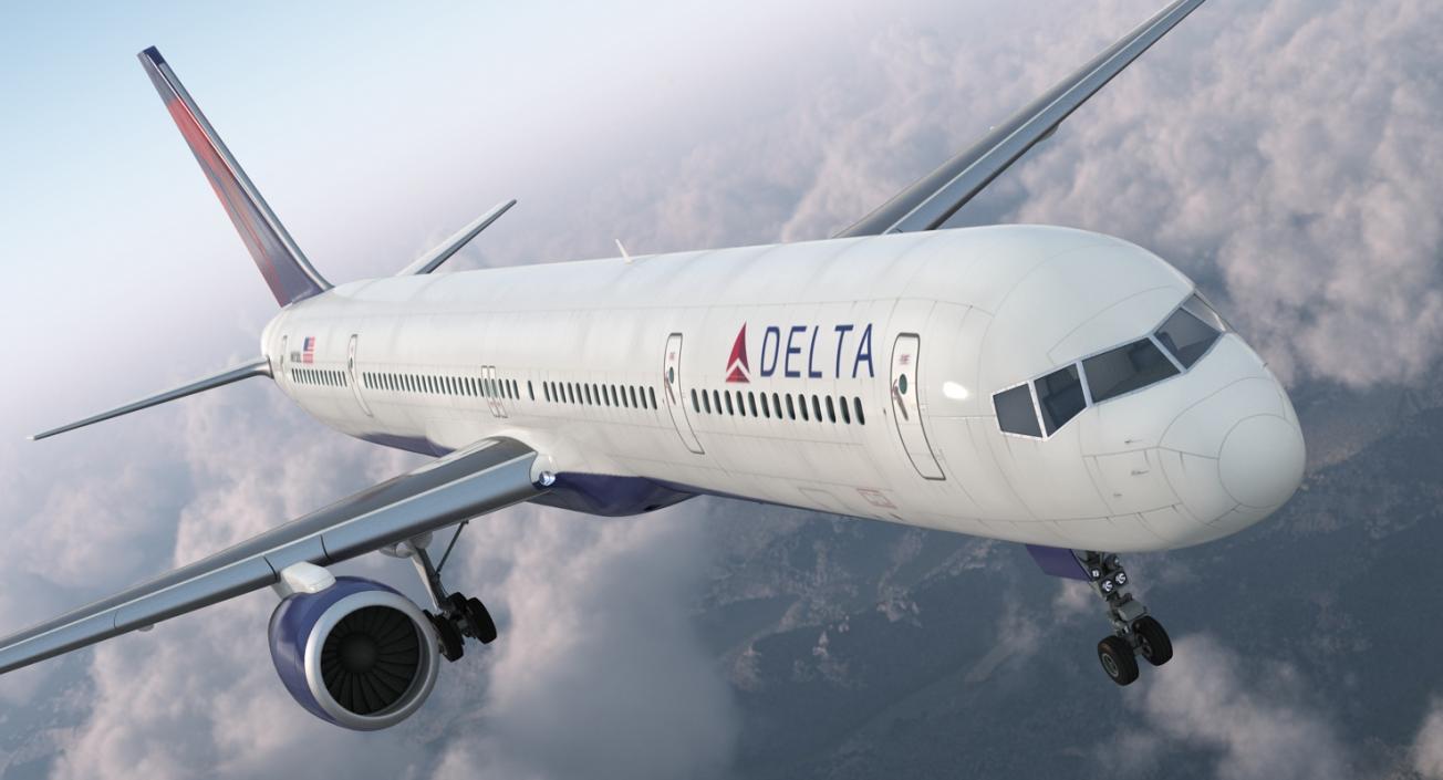 3D Boeing 757-300 Delta with Cabin