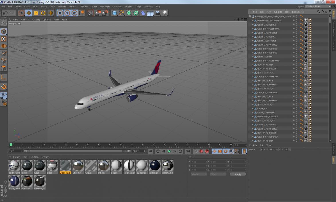 3D Boeing 757-300 Delta with Cabin