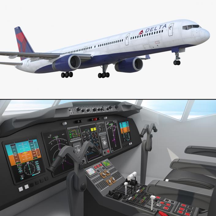 3D Boeing 757-300 Delta with Cabin