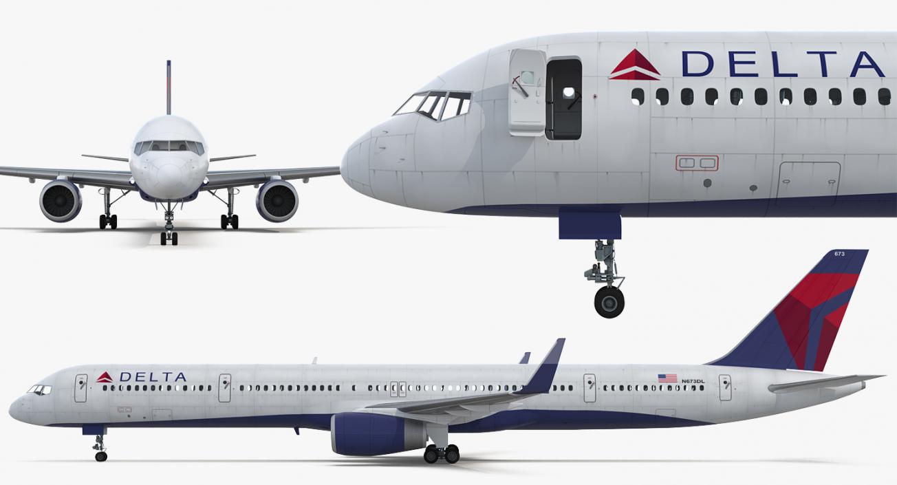 3D Boeing 757-300 Delta with Cabin