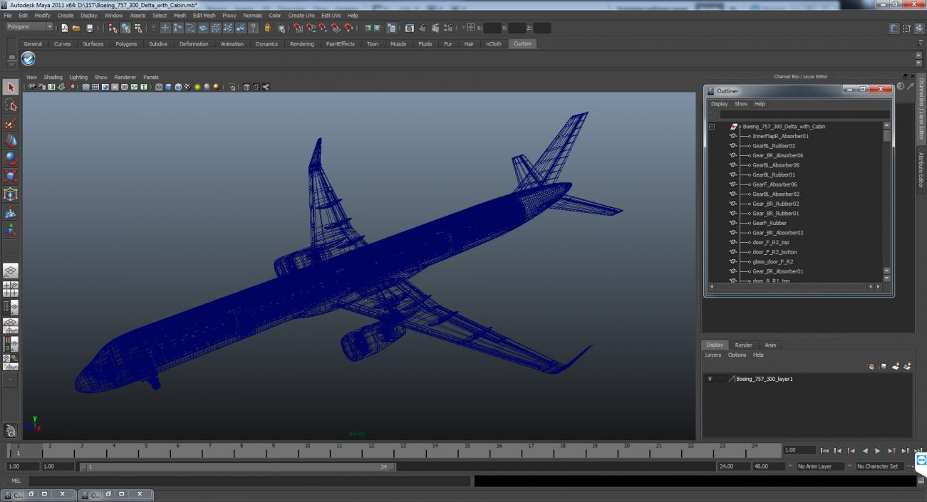 3D Boeing 757-300 Delta with Cabin