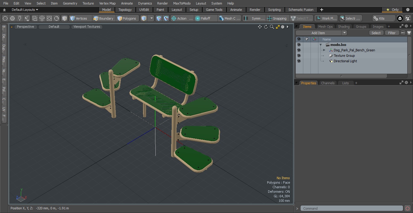 Dog Park Pal Bench Green 3D model