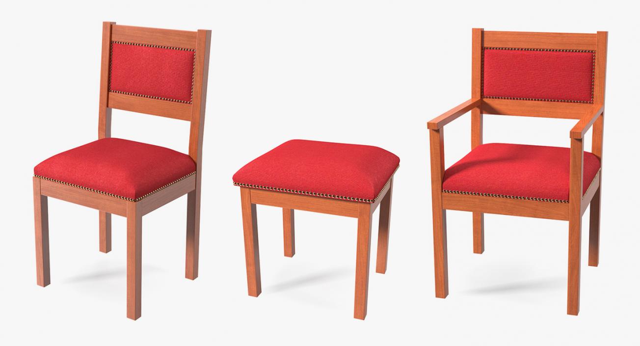 3D Church Wooden Chairs Collection