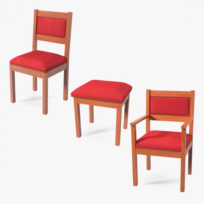 3D Church Wooden Chairs Collection