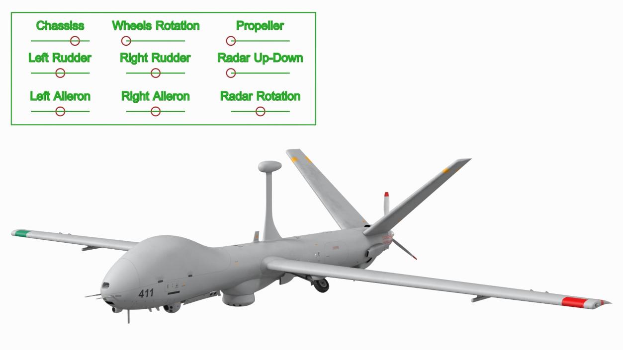 Elbit Hermes 900 UAV Rigged 3D