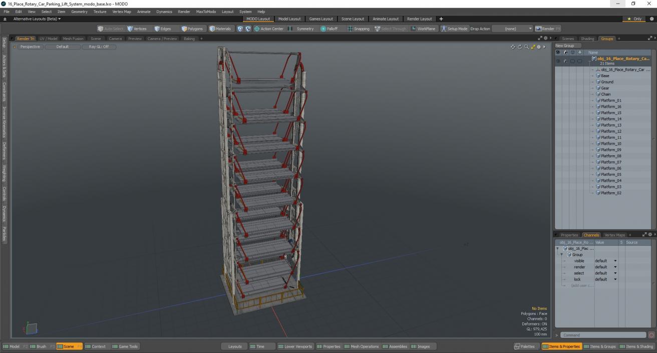 16 Place Rotary Car Parking Lift System 3D model