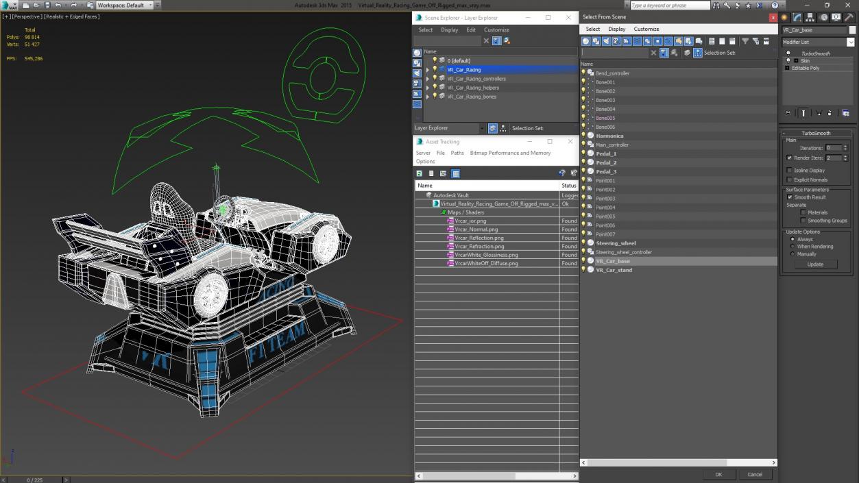 3D Virtual Reality Racing Game Off Rigged model