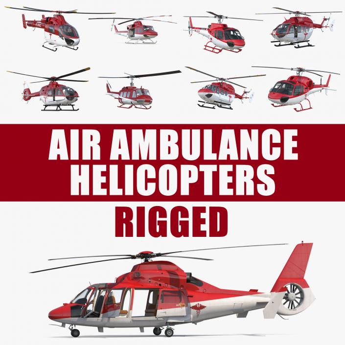 3D Rigged Air Ambulance Helicopters Collection model