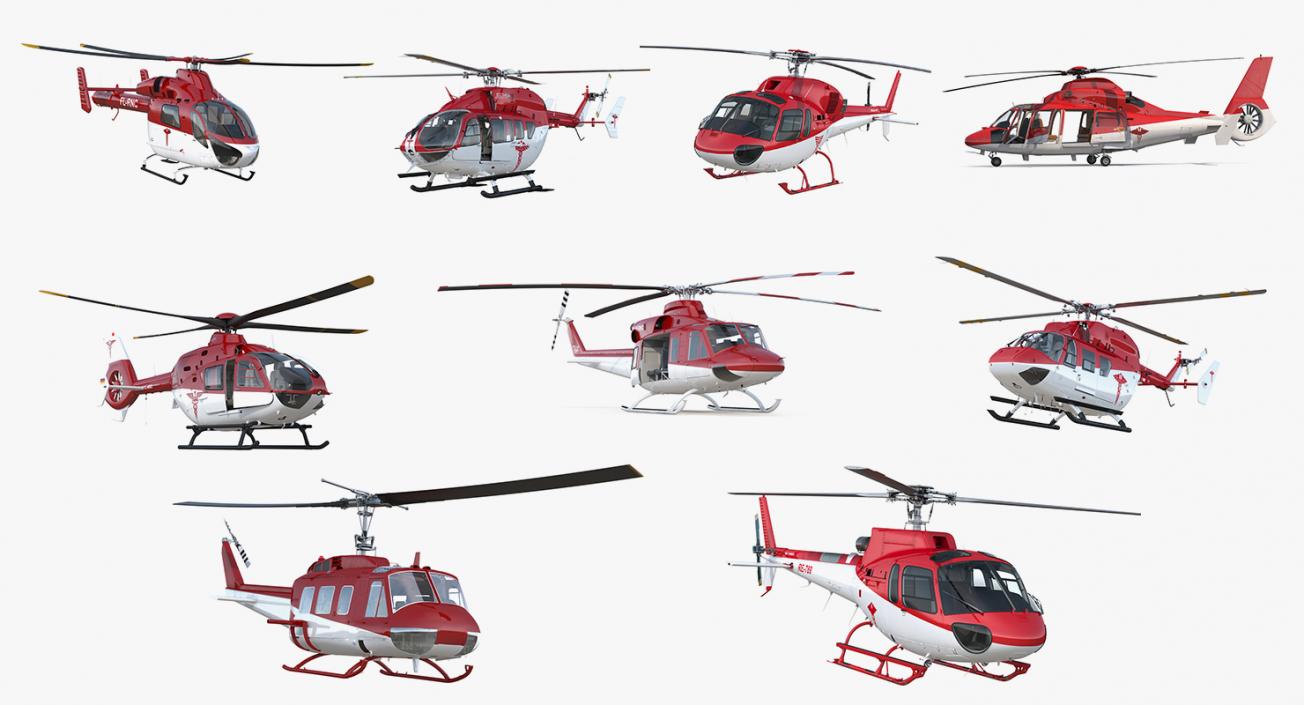 3D Rigged Air Ambulance Helicopters Collection model