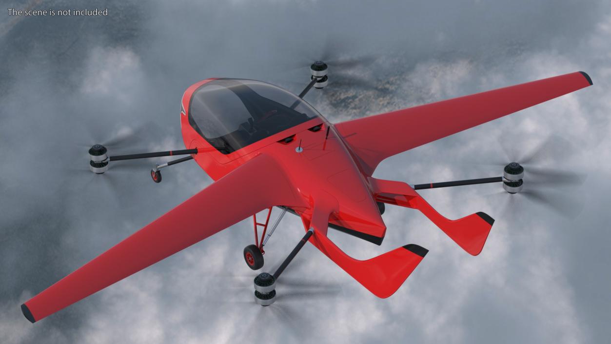 3D Personal Electric Aircraft Red Rigged for Maya