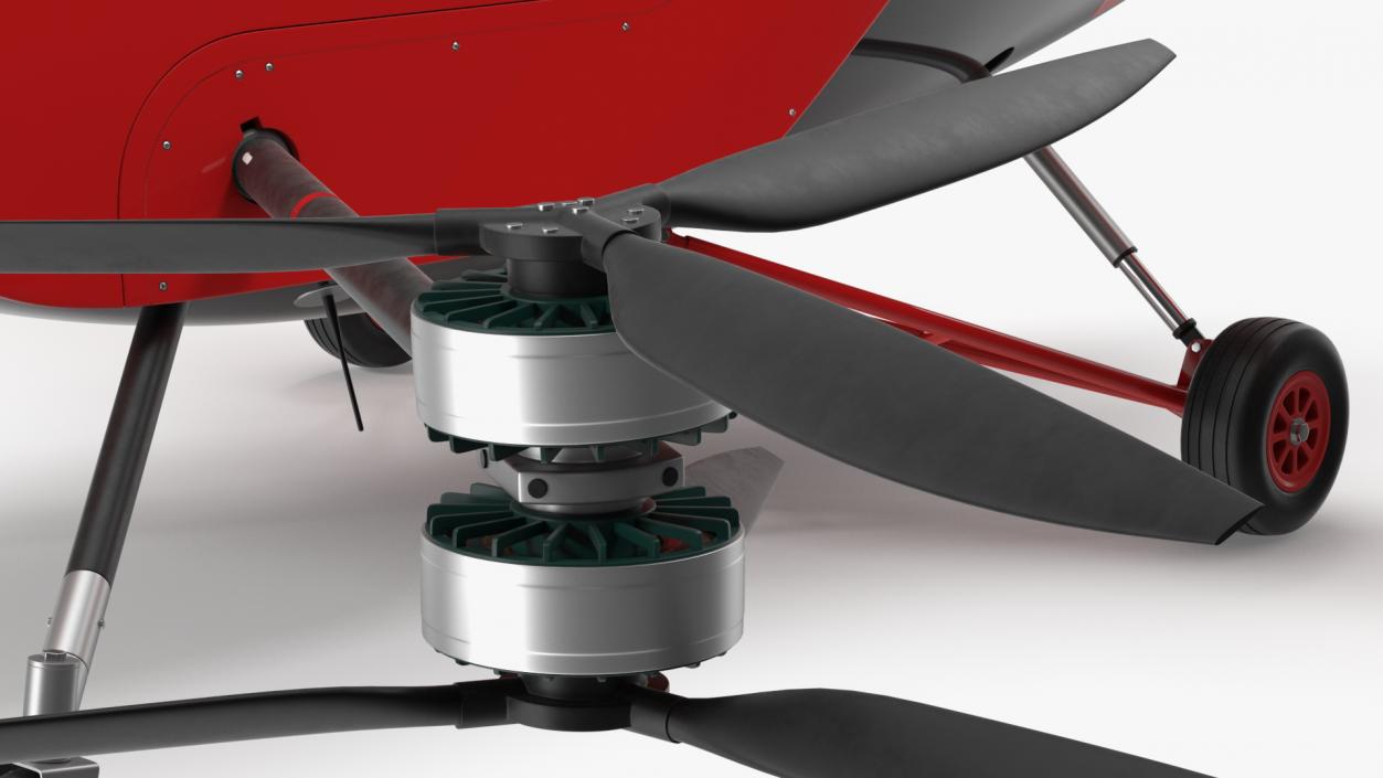 3D Personal Electric Aircraft Red Rigged for Cinema 4D