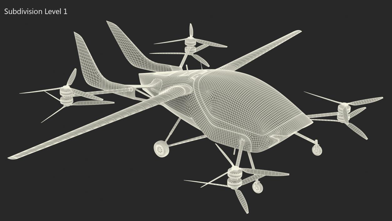 3D Personal Electric Aircraft Red Rigged for Cinema 4D