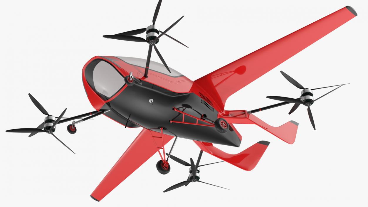 3D Personal Electric Aircraft Red Rigged for Maya