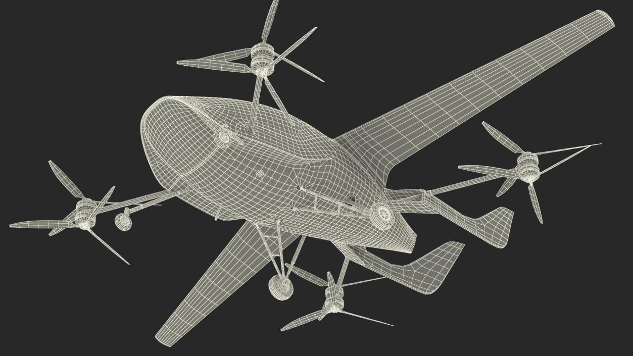 3D Personal Electric Aircraft Red Rigged for Maya