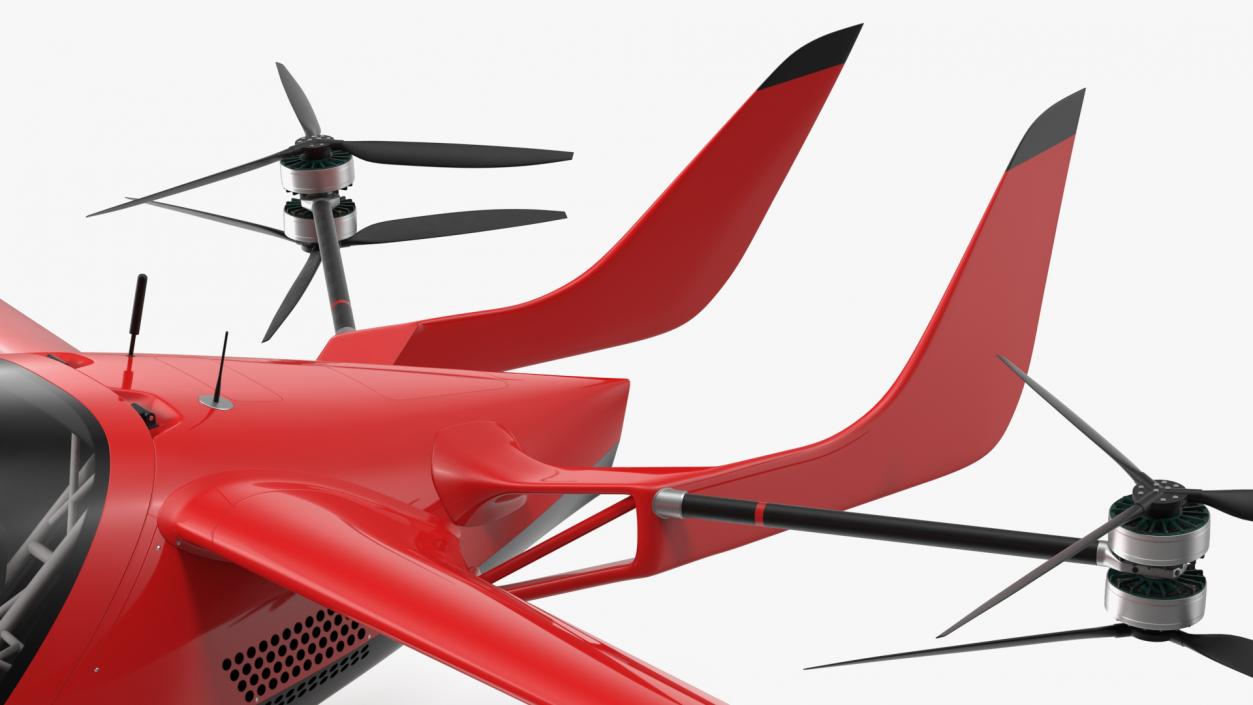 3D Personal Electric Aircraft Red Rigged for Maya