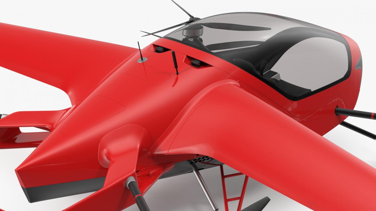 3D Personal Electric Aircraft Red Rigged for Maya