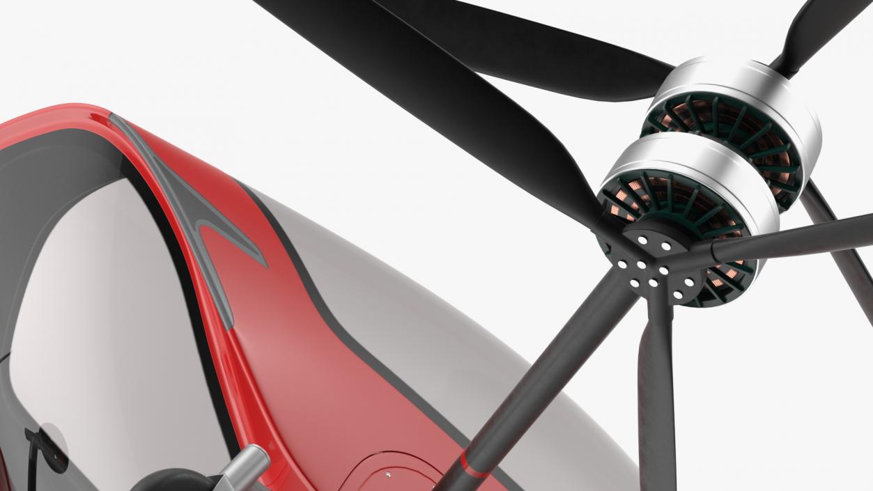 3D Personal Electric Aircraft Red Rigged for Cinema 4D