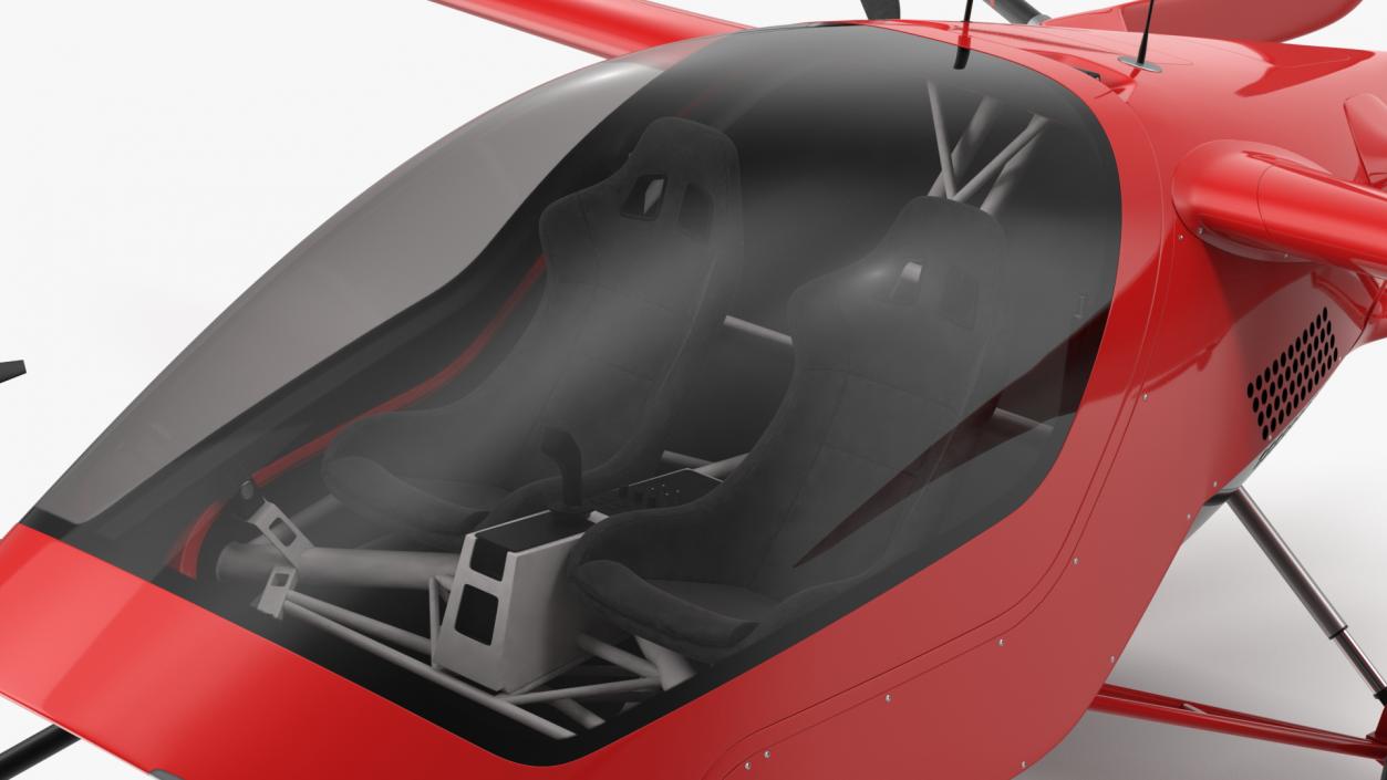 3D Personal Electric Aircraft Red Rigged for Cinema 4D