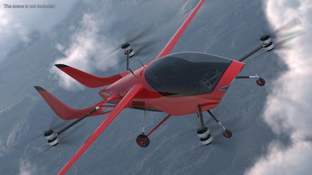 3D Personal Electric Aircraft Red Rigged for Maya