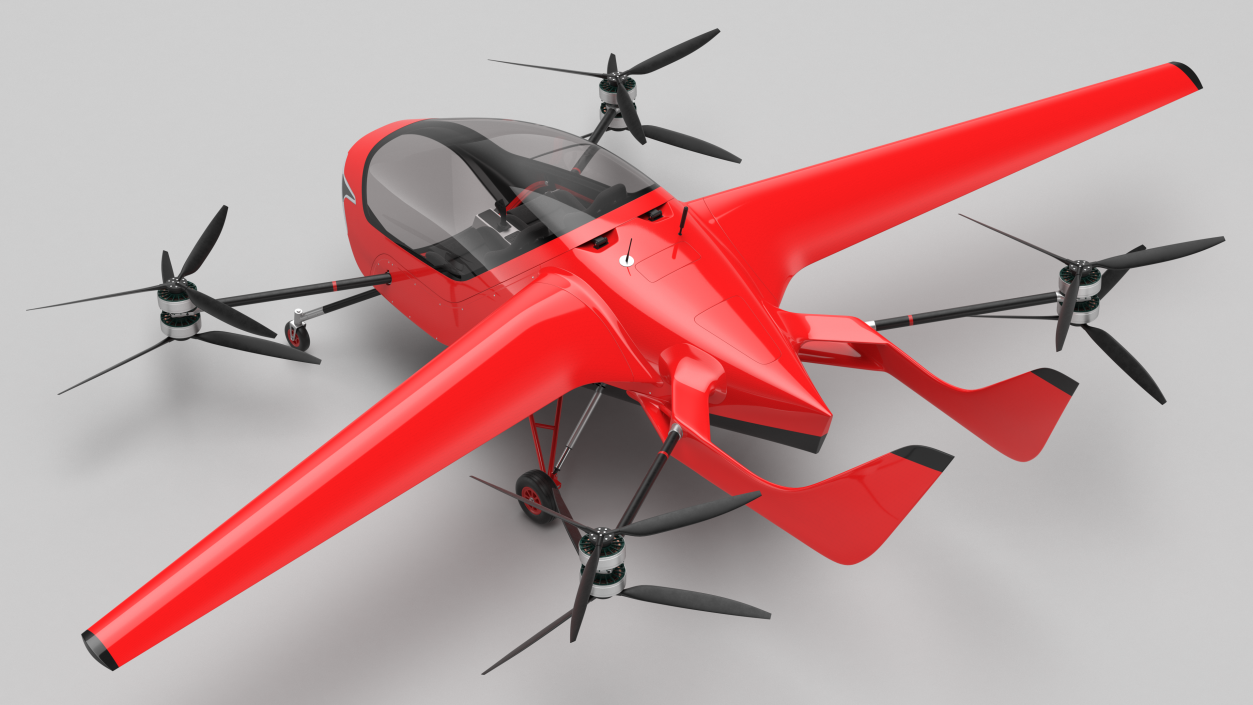 3D Personal Electric Aircraft Red Rigged for Maya