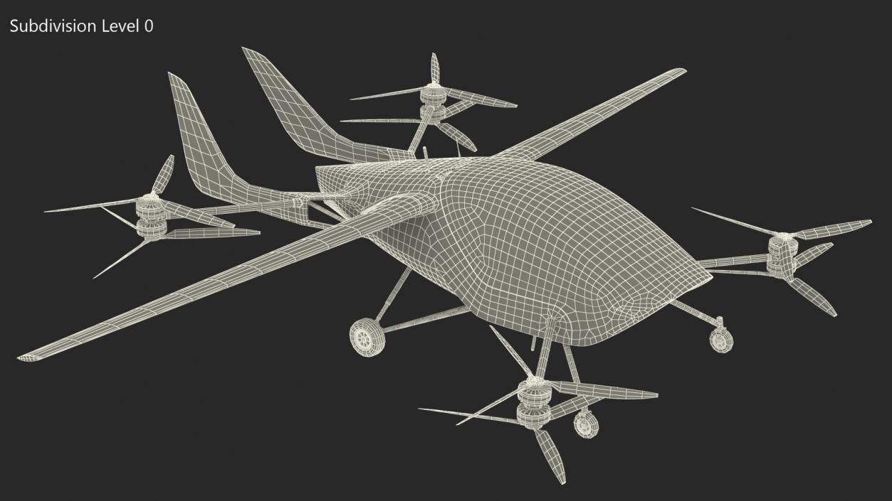 3D Personal Electric Aircraft Red Rigged for Cinema 4D