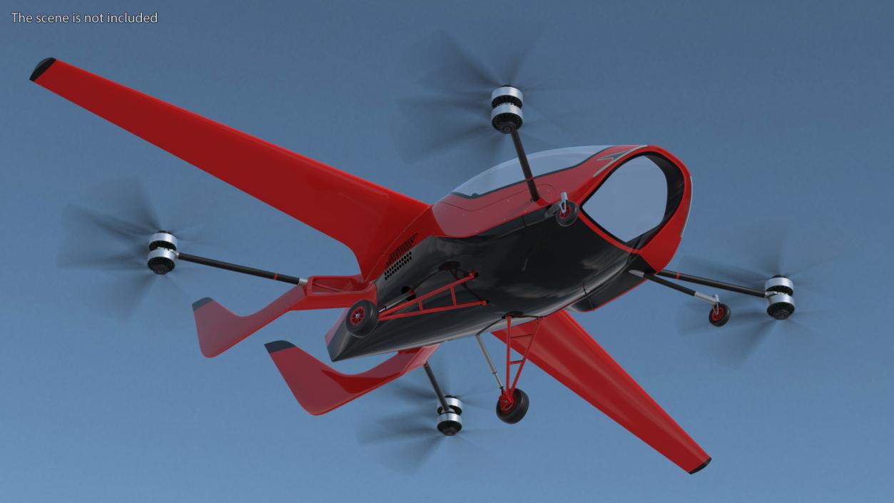 3D Personal Electric Aircraft Red Rigged for Maya