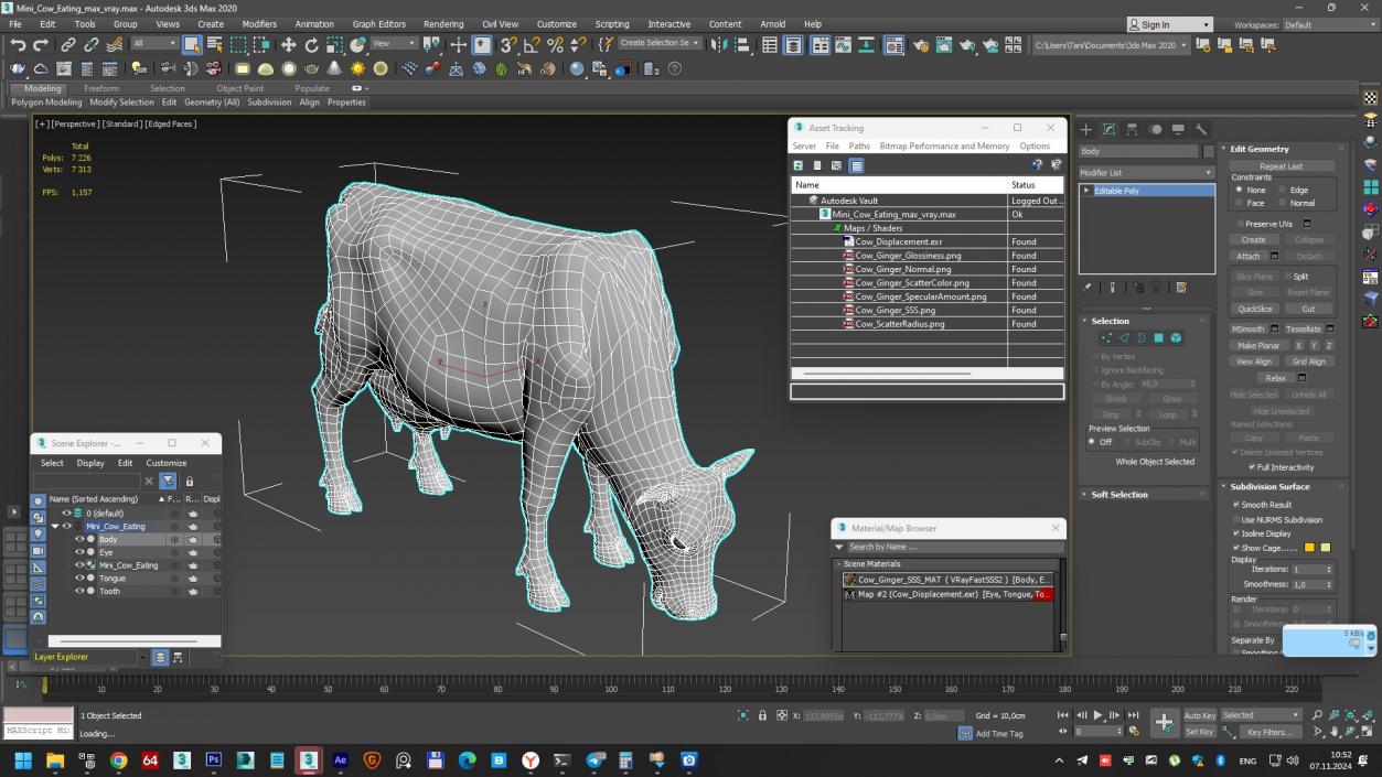 3D model Mini Cow Eating