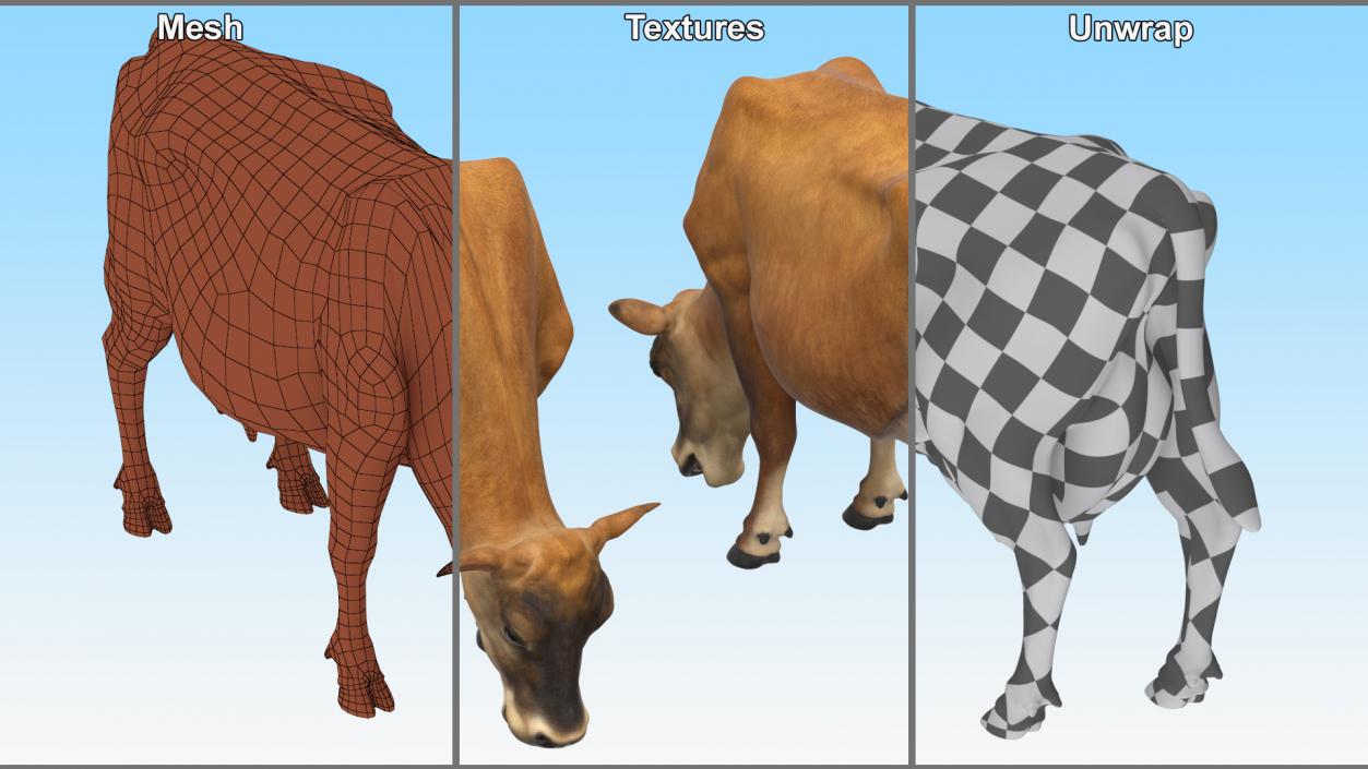 3D model Mini Cow Eating