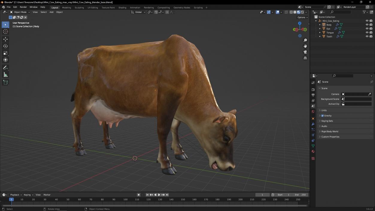 3D model Mini Cow Eating