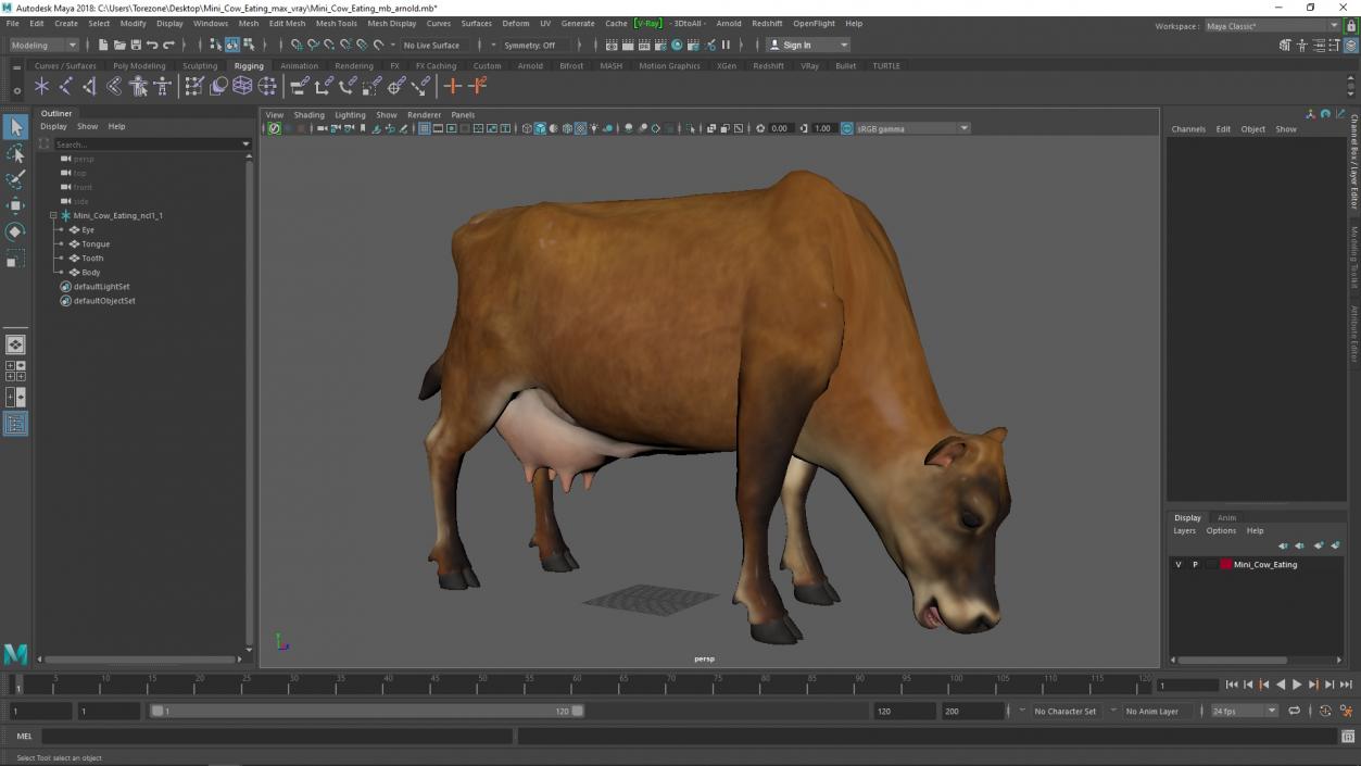 3D model Mini Cow Eating