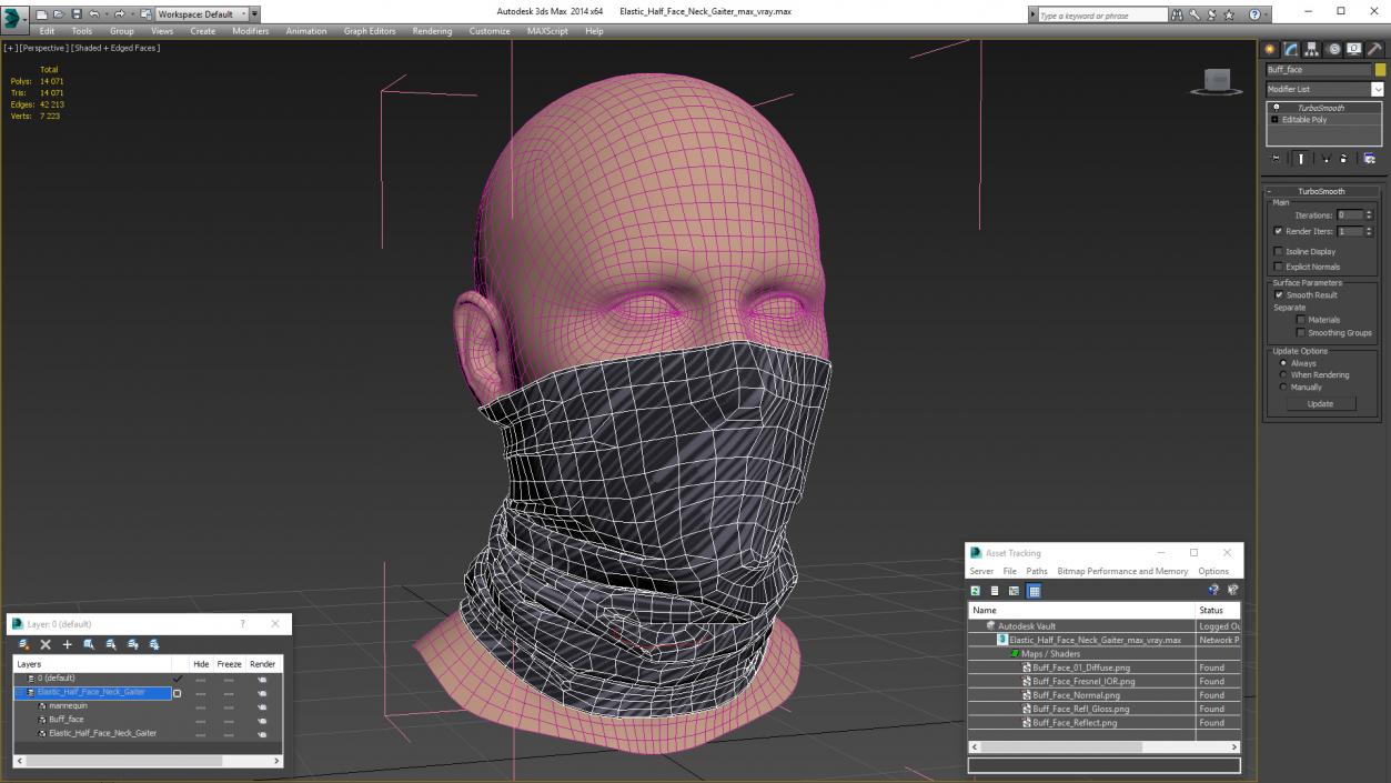 Elastic Half Face Neck Gaiter 3D model