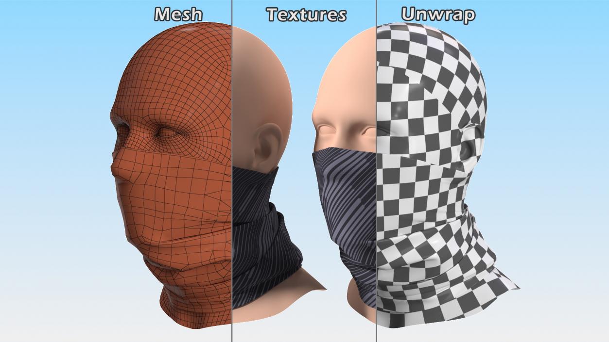 Elastic Half Face Neck Gaiter 3D model