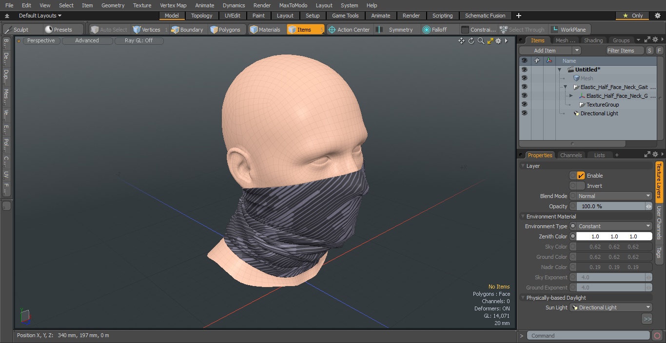 Elastic Half Face Neck Gaiter 3D model