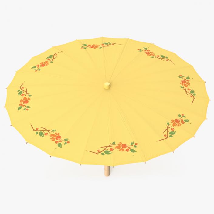 3D Traditional Chinese Ancient Umbrella Open Yellow model