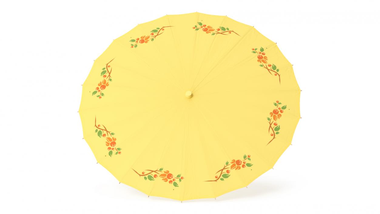 3D Traditional Chinese Ancient Umbrella Open Yellow model