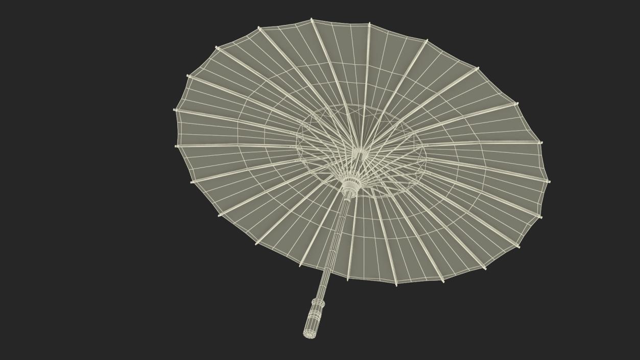 3D Traditional Chinese Ancient Umbrella Open Yellow model