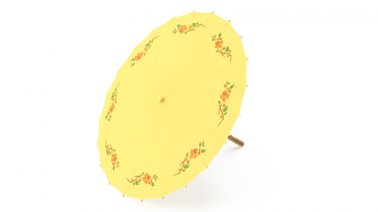 3D Traditional Chinese Ancient Umbrella Open Yellow model