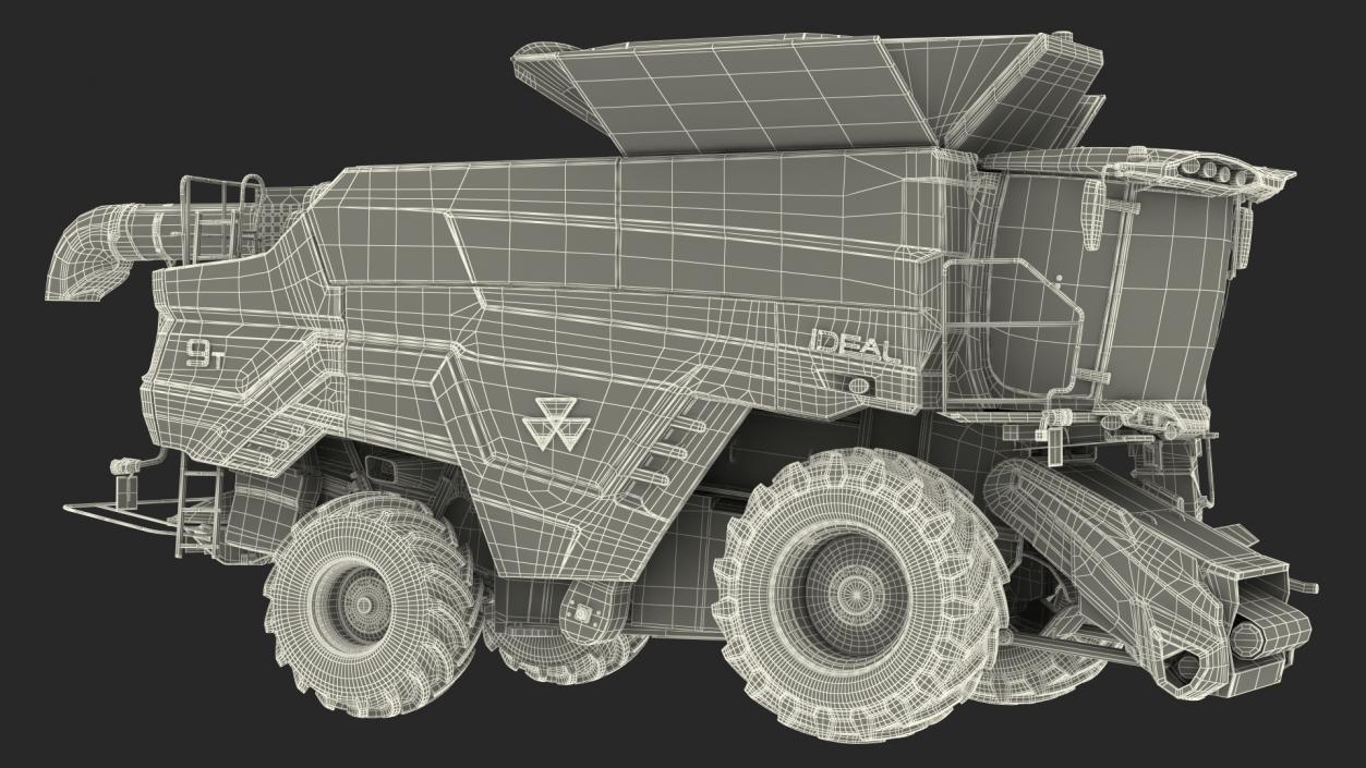 3D model Harvester MF Ideal without Header Rigged