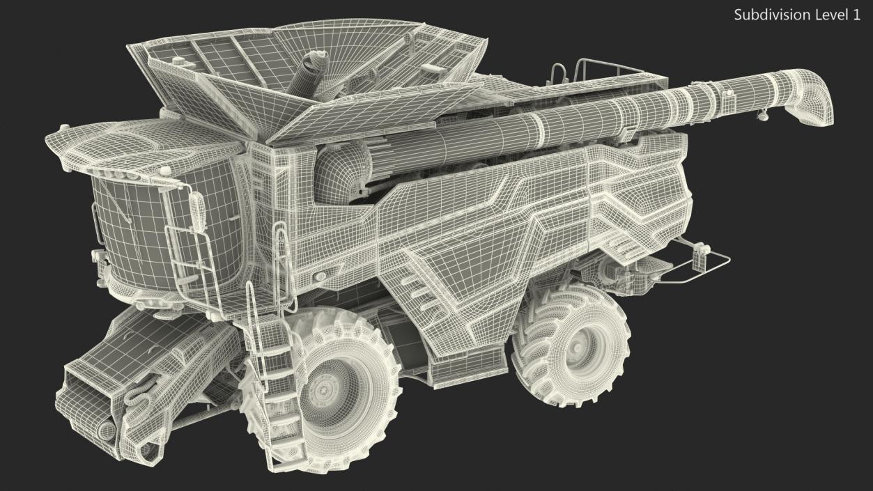 3D model Harvester MF Ideal without Header Rigged