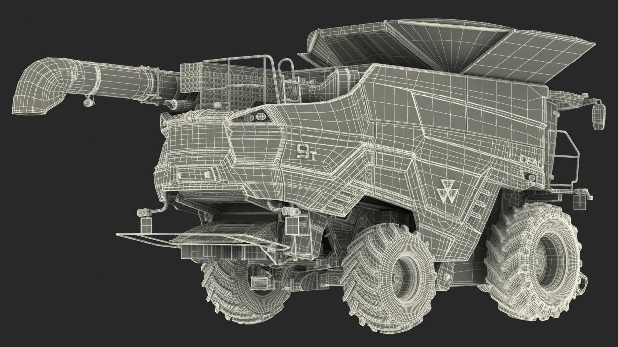 3D model Harvester MF Ideal without Header Rigged