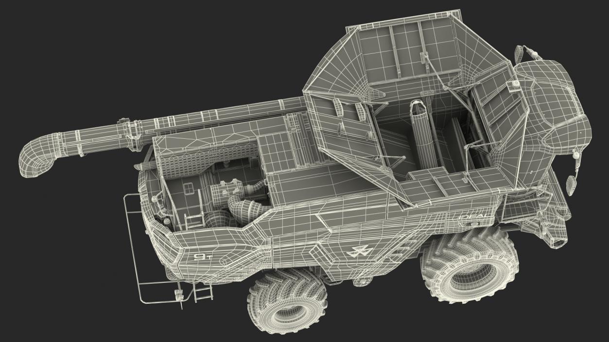 3D model Harvester MF Ideal without Header Rigged